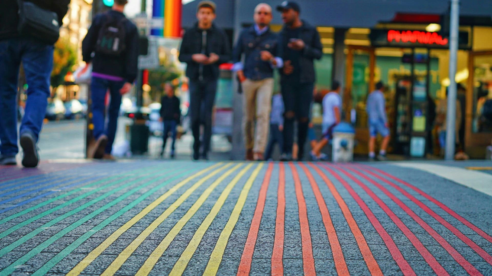 Castro Street with rainbow banners